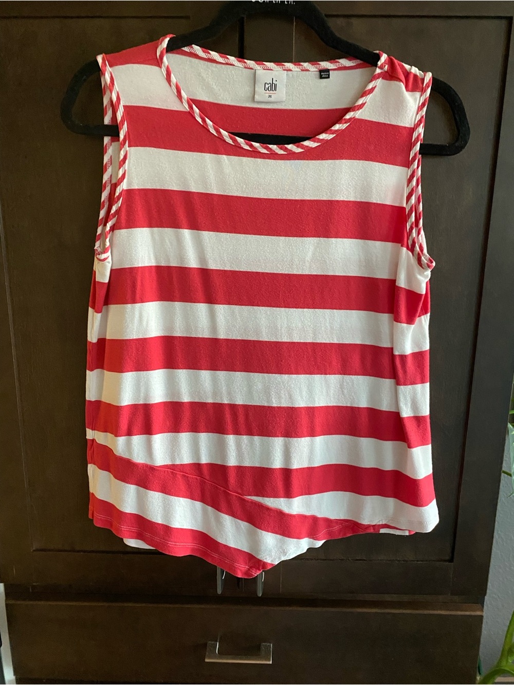 Cabi red and white stripe tank top.